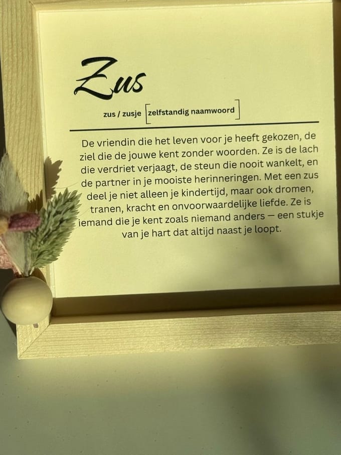 ECHO - ZUS Diploma - cadeau voor zus - handgemaakt