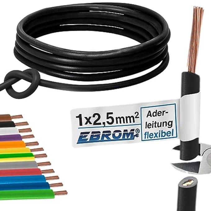 Flexibele PVC Kabel 2,5 mm² - Zwart - Voor Binnengebruik - Diverse Lengtes Verkrijgbaar