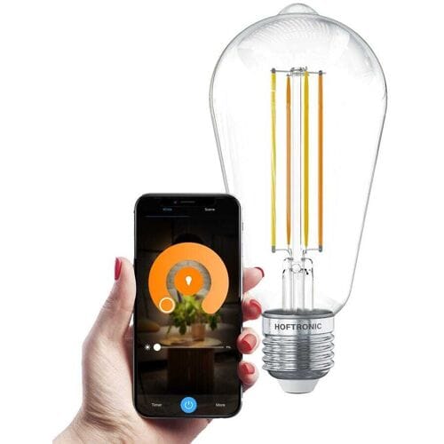HOFTRONIC SMART Smart E27 LED Filament Lamp - 7 Watt 806 lumen - ST64 Helder - 1800-3000K - Dimbaar - Edison lamp