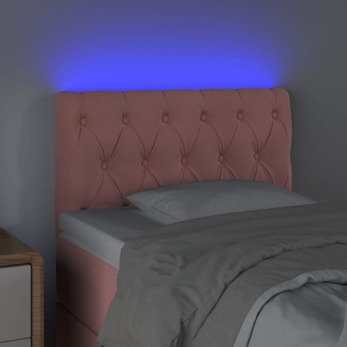 vidaXL - Hoofdbord - LED - 80x7x78/88 - cm - fluweel - roze