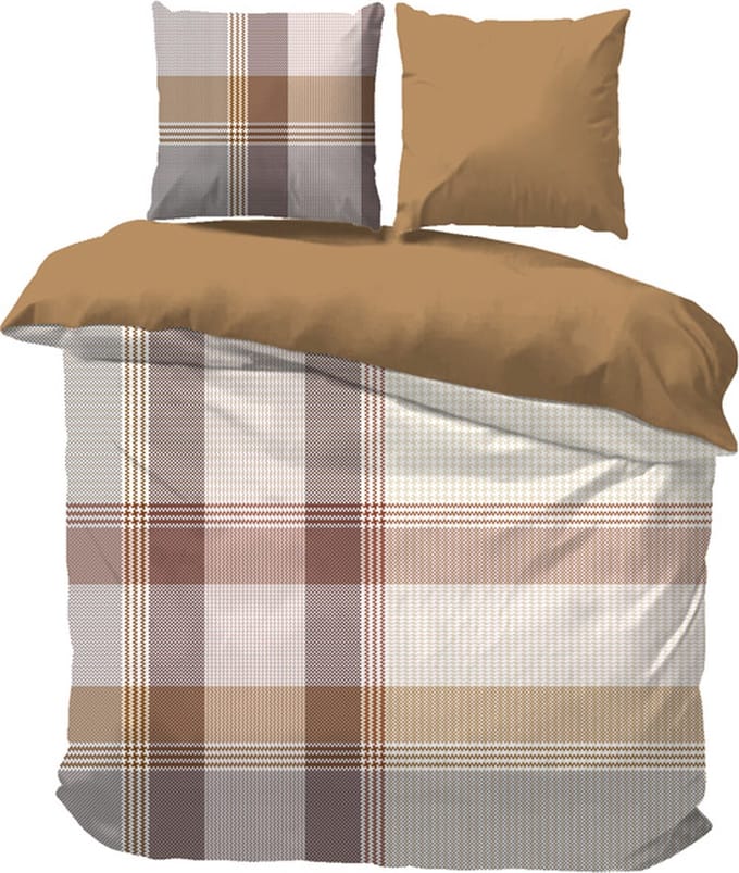 iSleep Dekbedovertrek Menno - Eenpersoons - 140x200/220 cm - Terra