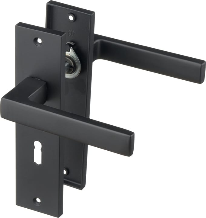 Ostiumhome® - Deurbeslag- Deurklink op kort schild met Sleutelgat 56mm - Mat Zwart - Ravello