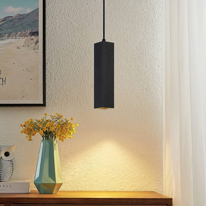 PRIOS - hanglamp - 1licht - IJzer, aluminium - H: 25 cm - GU10 - zandzwart
