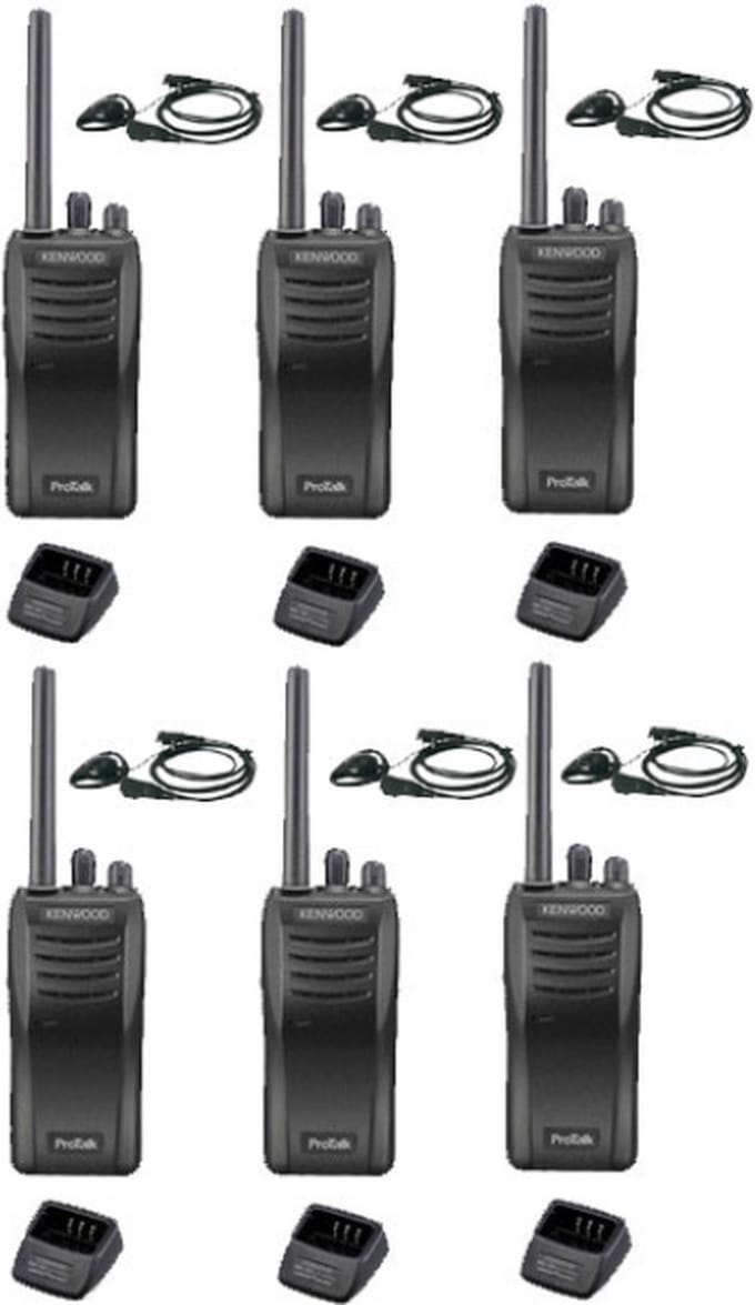 Set van 6 stuks Kenwood TK-3501 PMR446 met D-shape oortje en tafelladers