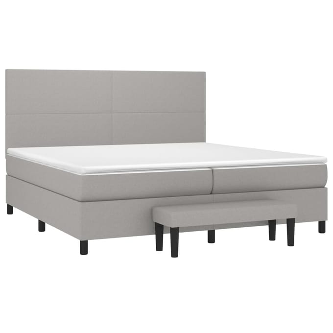 vidaXL - Boxspring - met - matras - stof - lichtgrijs - 200x200 - cm