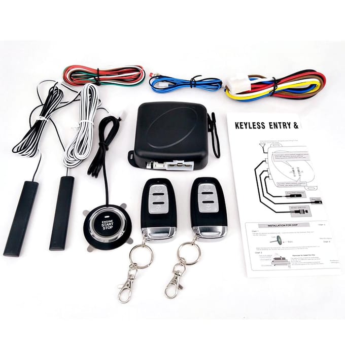 9 stuks auto SUV schakelaar keyless entry motor start alarm systeem drukknop afstandsbediening start stop auto black