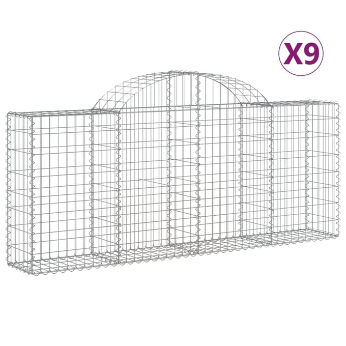 vidaXL - Schanskorven - 9 - st - gewelfd - 200x30x80/100 - cm - gegalvaniseerd - ijzer