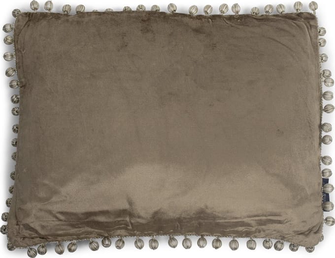 half kussen fluweel pom pom taupe 35x45cm