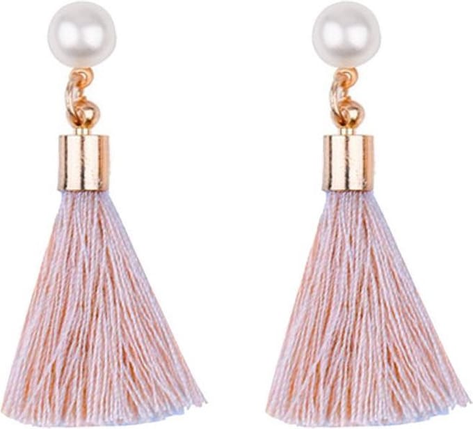 Fako Bijoux® - Oorbellen - Kwast Parel - Beige