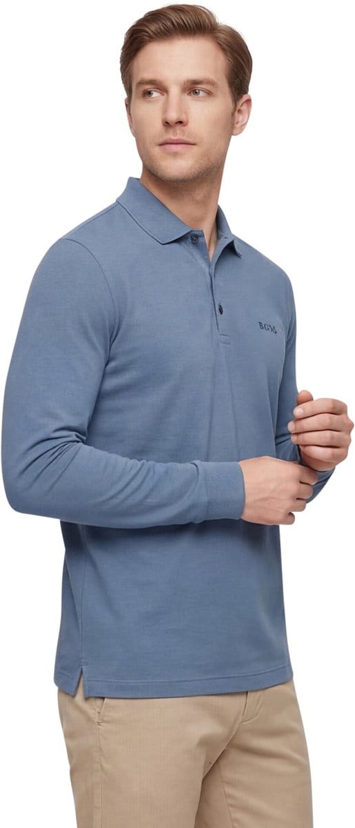Blauw poloshirt Boss Black Pado jersey effen