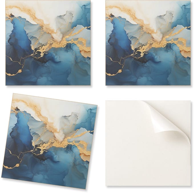Set zelfklevende vinyltegels met abstract golfpatroon, 4x50x50 cm
