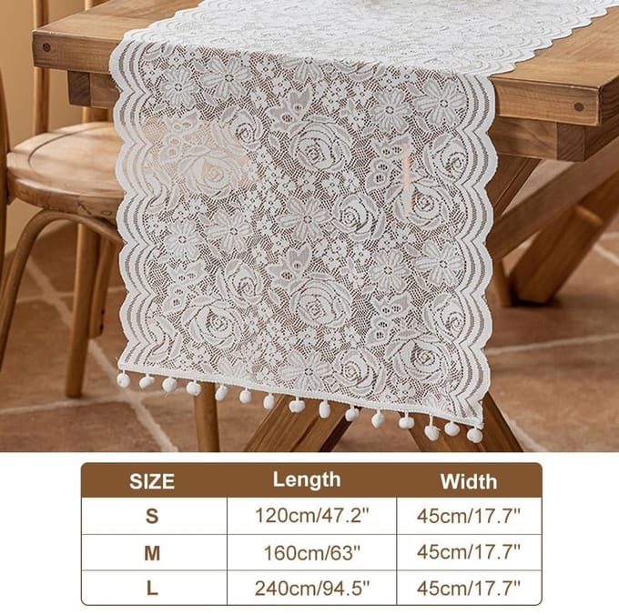Dailygoods- Tafelloper Retro Elegant - Bruiloft - Verjaardag - Eettafel - Katoen - Chique Design - Tafelkleed