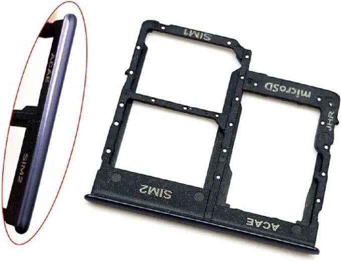 Voor Samsung Galaxy A31 Sim/SD Kaarthouder Zwart