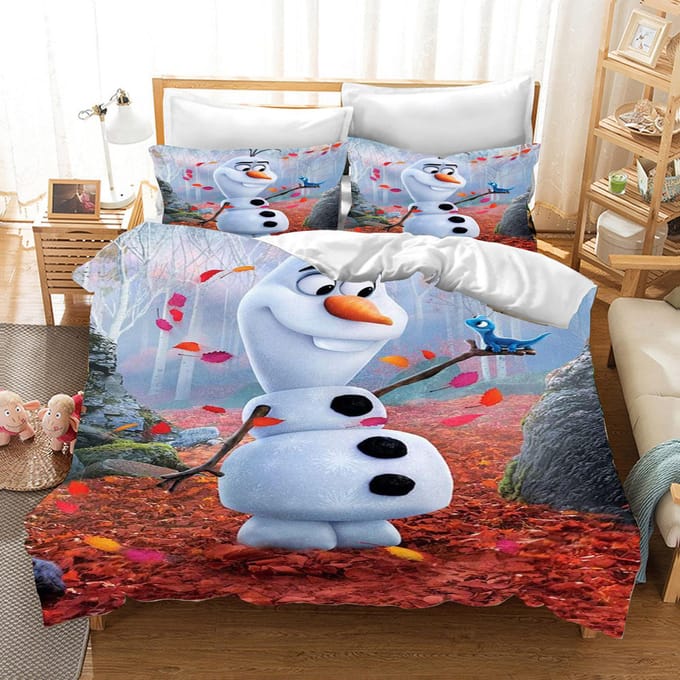 Ensemble de literie pour enfants La Reine des Neiges Princesse Elsa Ours Housse de couette Queen avec taie d'oreiller Ensemble de literie 3D pour enfants EU Double(200*200cm)3pcs