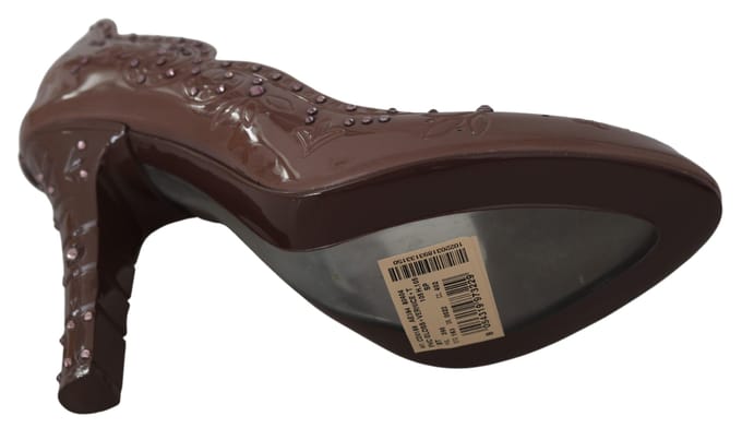 Dolce & Gabbana Bruine Bloemige Kristal Hakken CINDERELLA Schoenen