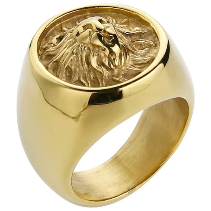 Mendes heren ring Leeuw Edelstaal Goudkleurig-21mm