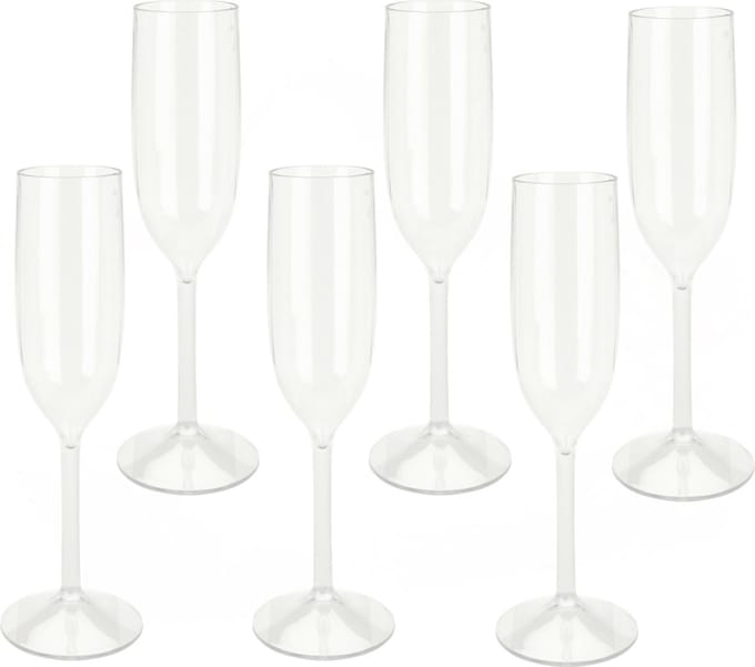 Excellent Houseware Prosecco/Champagneglazen - 10x - transparant - kunststof - 165 ml
