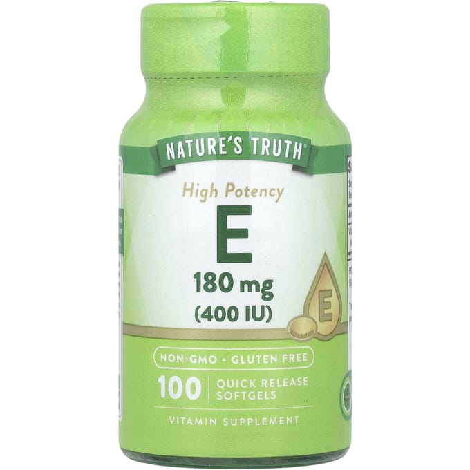 Nature's Truth, Vitamine E, Haute Puissance, 180 mg (400 UI), 100 gélules à libération rapide