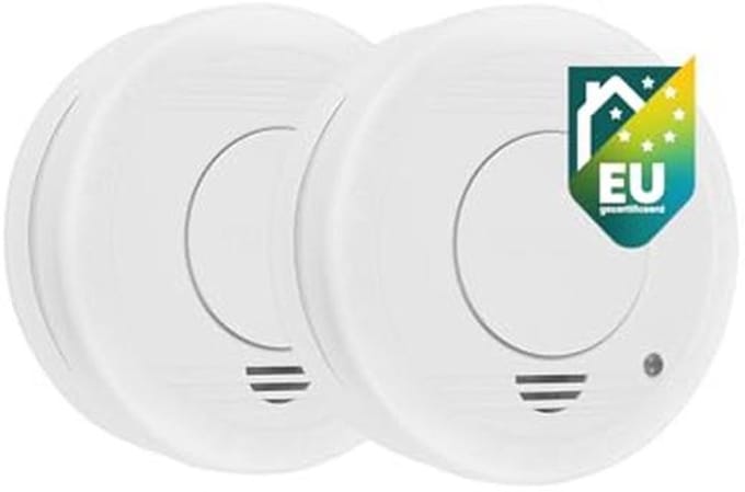 Rookmelder met batterij en testknop - 85 dB - 2 stuks - Wit