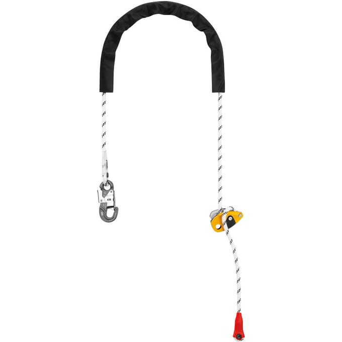 Petzl Grillon Hook 4 m Wit/Geel – Verstelbare positioneringslijn met HOOK-connector