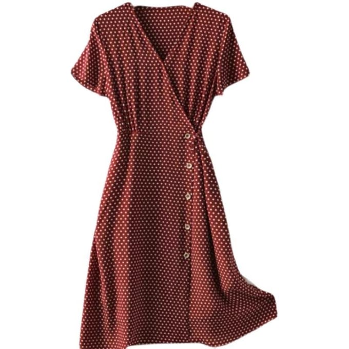 Zomer, Retro Polka Dots, Wit en Dunne Polka Dot Jurk 3XL rood