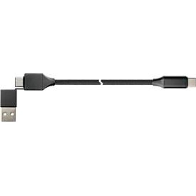USB 2.0 oplaad-/datakabel Good Connections PYTHON® serie, 2-in-1, USB-A + USB-C naar USB-C, vermogen 60 W, tot 480 Mbit/s, textielmantel, lengte 1 m, zwart