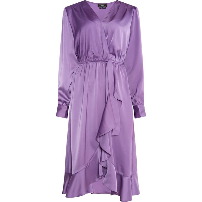 Faina Midi-jurk met lange mouwen Dames paars