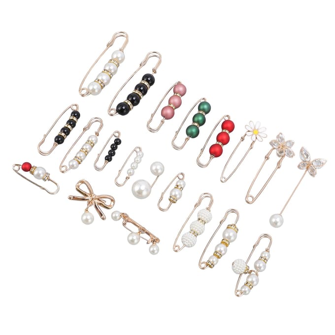 20 Stuks Broek Taille Clips Mode Parel Broche Kleding Aanspanner Veiligheidsspelden voor Kragen Hoeden Tassen Truien white