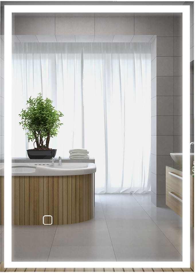 HOMCOM-Badezimmerspiegel-Glas-70L x 50B x 4H cm-Silber