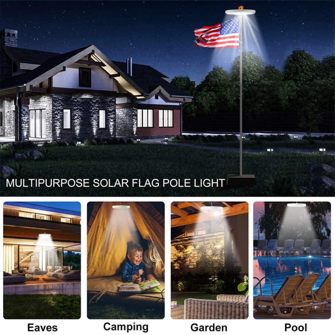 Zonnevlaggenmastverlichting 128LED Buiten Campingverlichting wit