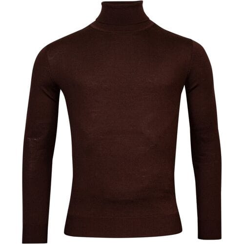 Thomas Maine Trui Merino Wool Rollneck Single Knit Bruin / male