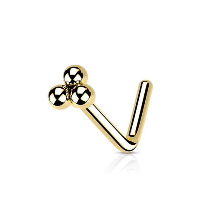 Neuspiercing PVD L-bend cluster top 0.8x6x2.8 - goud - LMPiercings