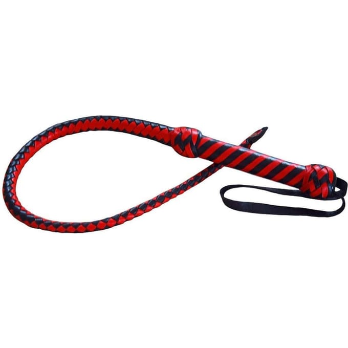 Gevlochten single Zweep Zwart / Rood - 100cm