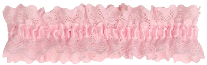 Roze kousenband met kant