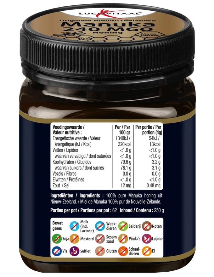 Lucovitaal Manuka Honing 240 MGO 250 gr