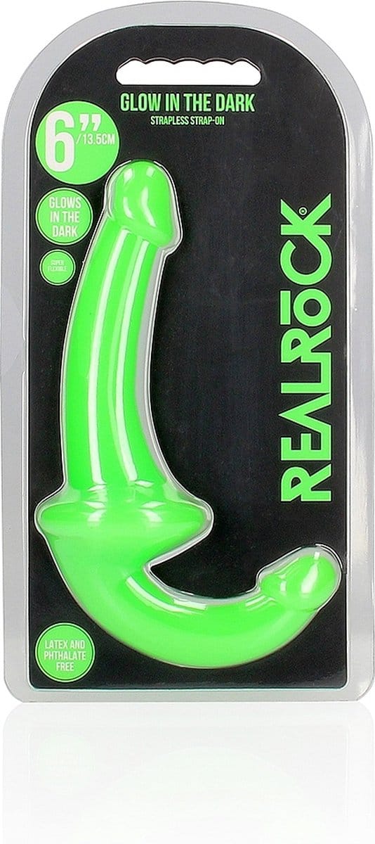6" Inch Strapless Strap-On Glow in the Dark Neon - Groen