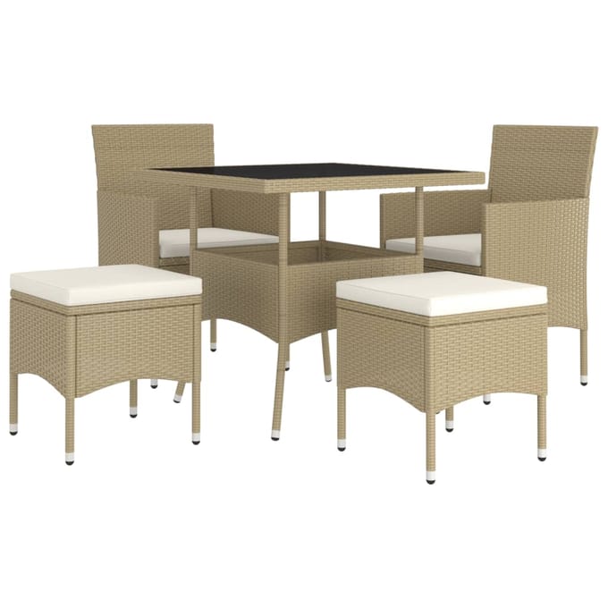 vidaXL - 5-delige - Loungeset - poly - rattan - beige