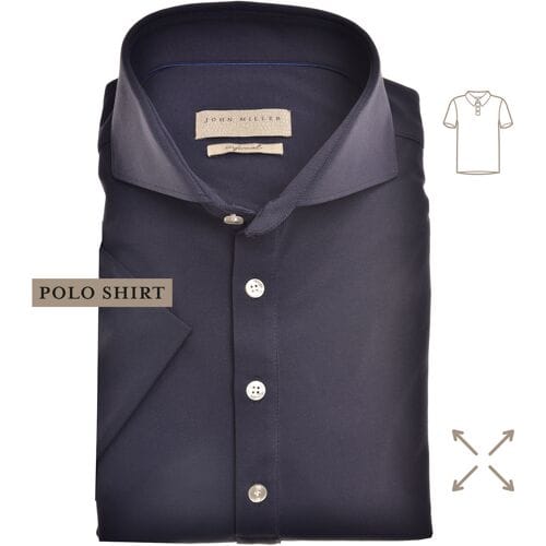 John Miller Polo Short Sleeve Slim Stretch Donker Blauw / male
