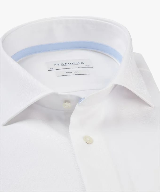 Profuomo Overhemd  Two-Ply Twill Slim Fit Wit   44