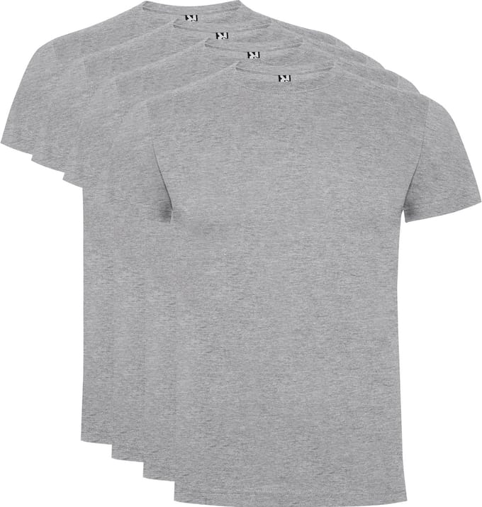 4 Pack Roly Atomic Basic T-Shirt 100% biologisch katoen Ronde hals Grijs Maat M