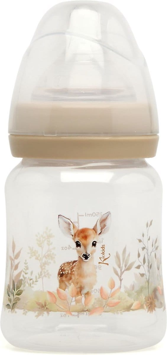 Babyfles brede hals 150 ml voor baby’s 0+ maand - Beige Hert