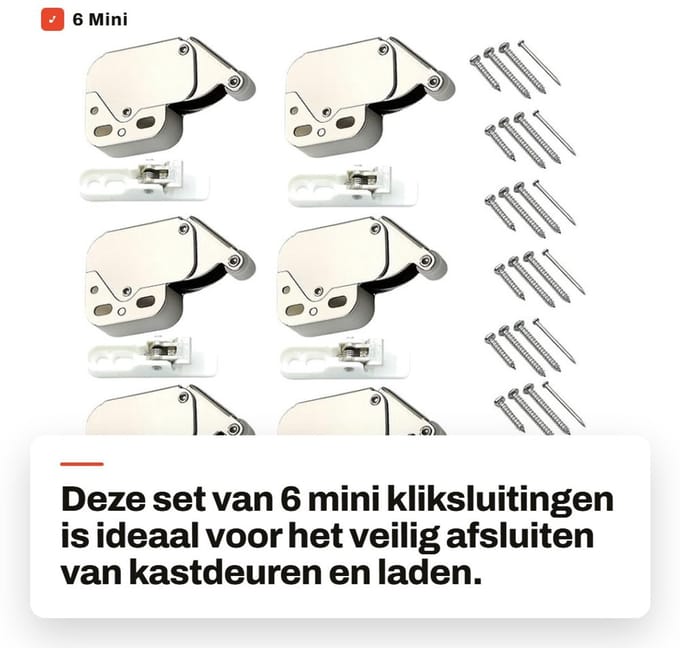 Dailygoods - 6 Mini Kliksluitingen voor Meubels en Kastdeuren