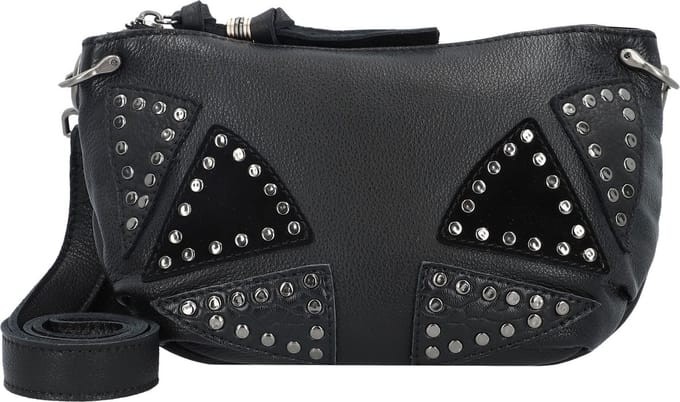 FREDsBRUDER Leren schoudertas Wild Ones Round Crossbag Black zwart