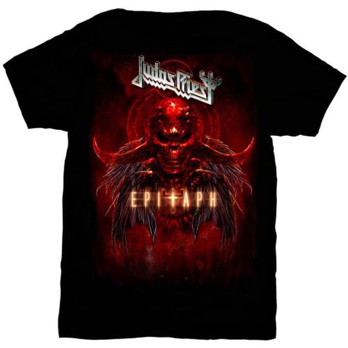 Judas Priest - Epitaph Red Horns Heren T-shirt - S - Zwart