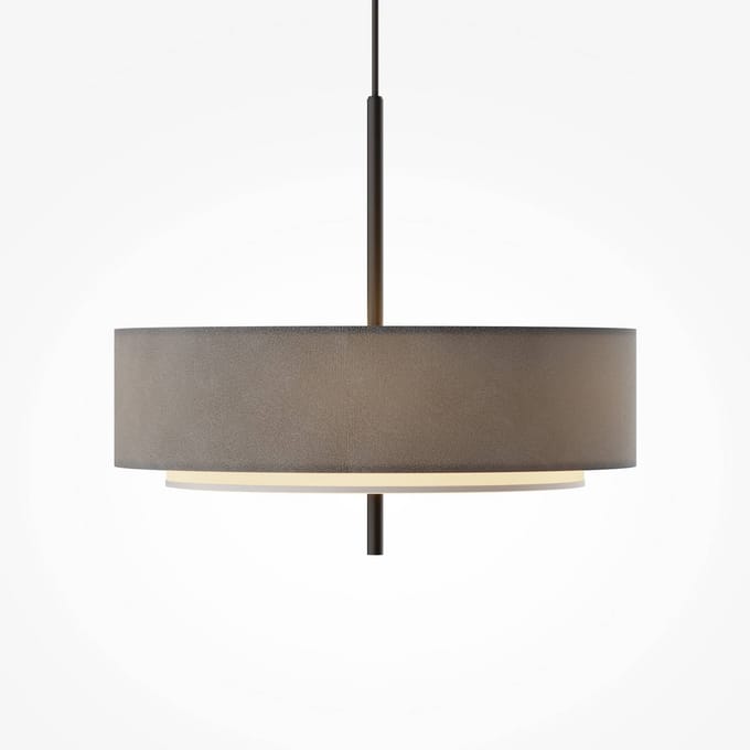 Hanglamp Maytoni Bergamo, grijs/zwart, Ø 50 cm, linnen