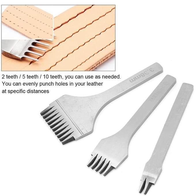 3 stuks handwerk leer PrO Stitch 2,7/3,0/3,38/3,85 mm leer beitel perforator(3,38 mm) white