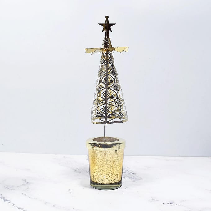 Bougie d'aromathérapie de Noël, bougeoir rotatif en forme d'arbre chaud, lumière de marche gray