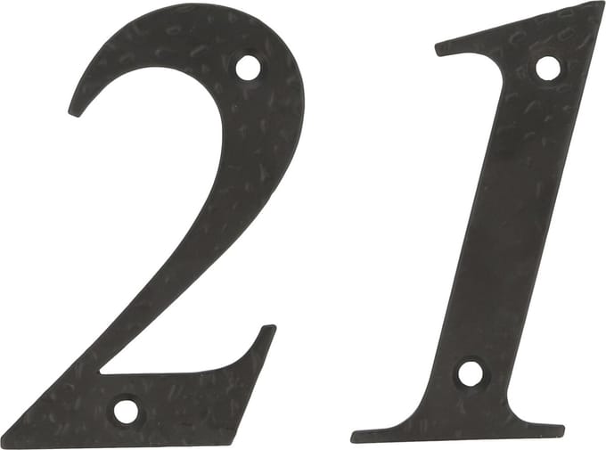 AMIG Huisnummer 21 - massief gesmeed staal - 10cm - incl. bijpassende schroeven - zwart