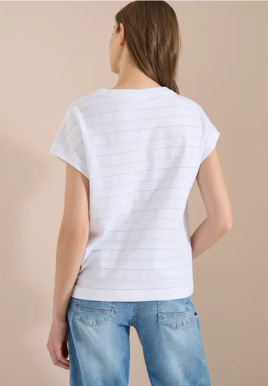 Shirt met boothals en textuur