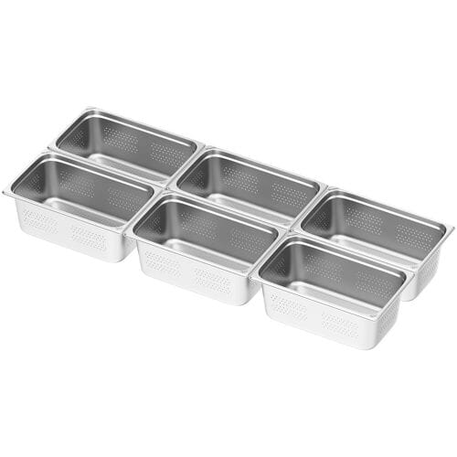 GGM Gastro (6 stuks) RVS GN-bak GN 1/1 - geperforeerd - hoogte: 200mm zilver